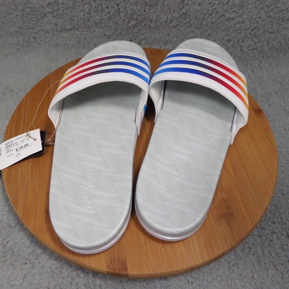 Adidas Adilette Slide Men's Size 13 Cushioned Slip On Rainbow Sandals Gx7222 - Picture 4 of 8